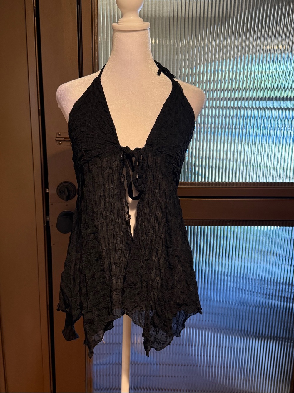 Frankee & Skylarr Black Mesh Sheer Halter Tank